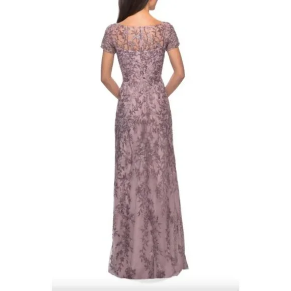 La Femme 27956 Lace Column Gown Dusty Lilac Women's Size 12 - Picture 2 of 11
